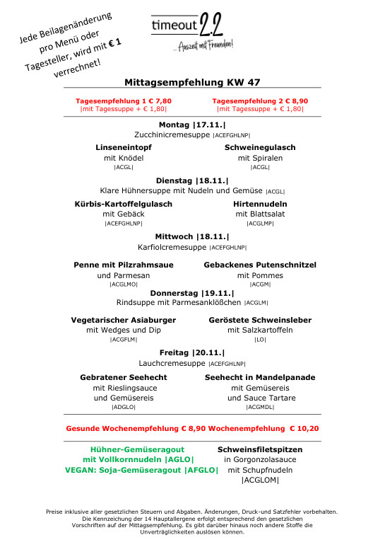 Mittagsempfelung A5 KW 47