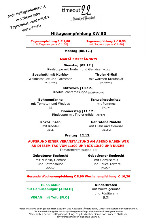 Mittagsempfelung A5 KW 50