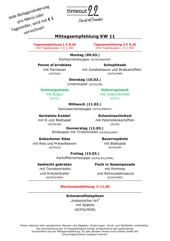 Mittagsempfelung A5 KW 11 2026