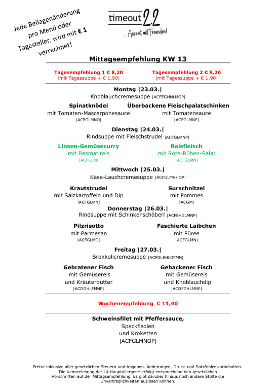 Mittagsempfelung A5 KW 13 2026