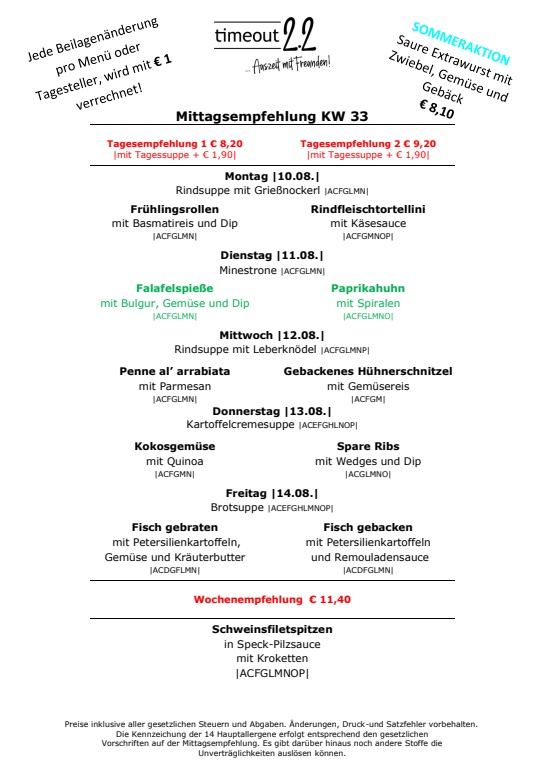Mittagsempfelung A5 KW 33 2026