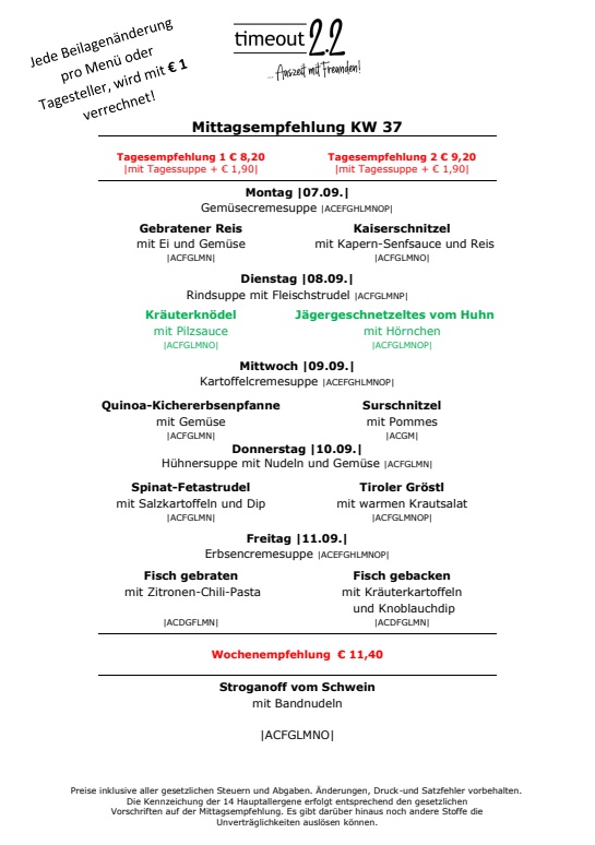 Mittagsempfelung A5 KW 37 2026