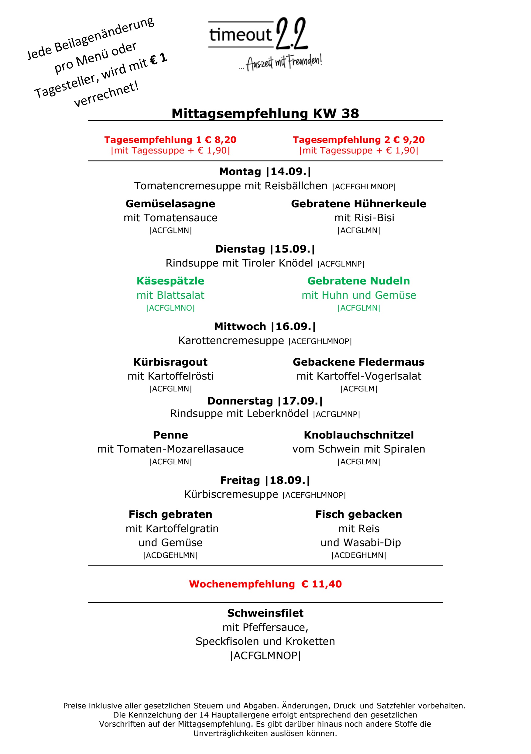 Mittagsempfelung A5 KW 38 2026