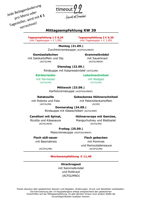 Mittagsempfelung A5 KW 39 2026