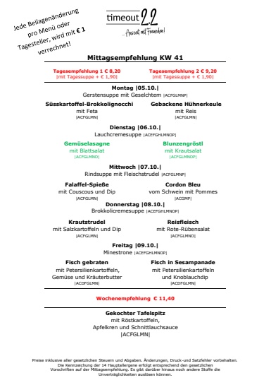 Mittagsempfelung A5 KW 41 2026