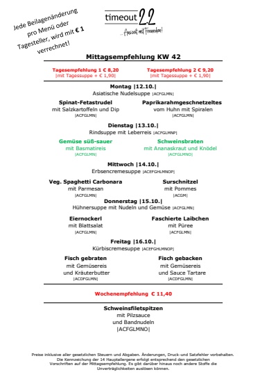 Mittagsempfelung A5 KW 42 2026