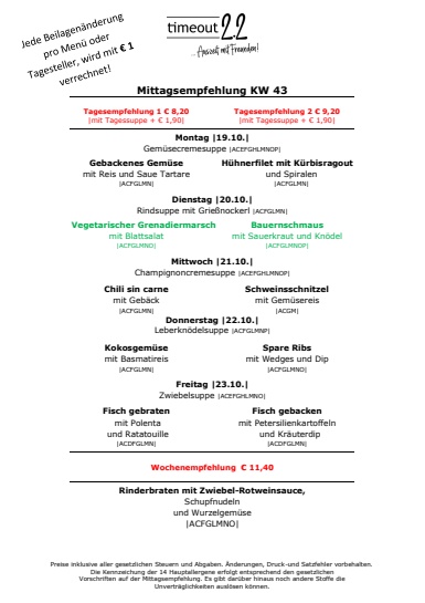 Mittagsempfelung A5 KW 43 2026