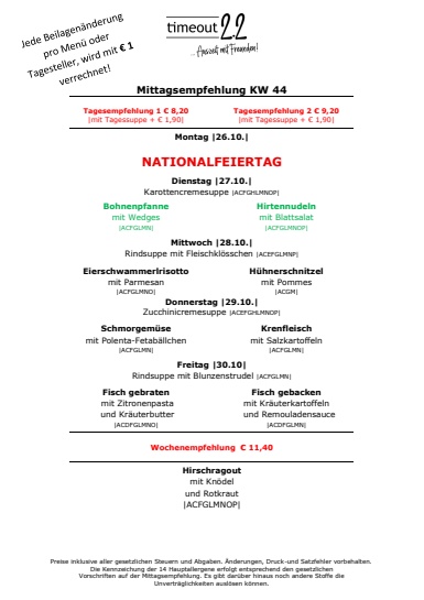 Mittagsempfelung A5 KW 44 2026